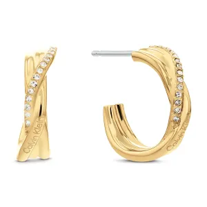 Calvin Klein Orecchini a cerchio placcati in oro Crystallized Weave 35000515