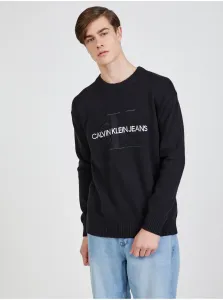 Black Mens Sweater Embroidery Calvin Klein Jeans - Men #185234