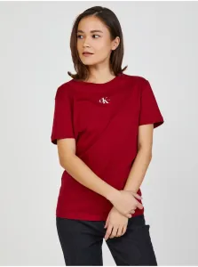 Red Women's T-Shirt Calvin Klein Micro Monogram - Women #1009481