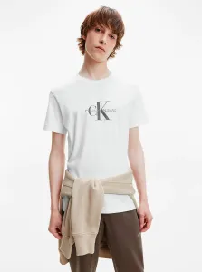 White Men's T-Shirt Archival Monogram Flock Tee Calvin Klein Jean - Men #1009472