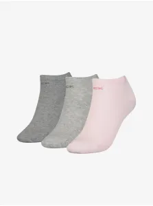 Set of three pairs of women's socks in pink and gray Calvin Klein - Ladies