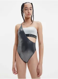Calvin Klein Women's White-Black Metallic One-Piece Swimsuit with Slit Calvin Kl - Women #2825315