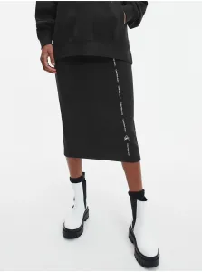 Black Ladies Pencil Midi Skirt with Slit Calvin Klein Jeans - Ladies