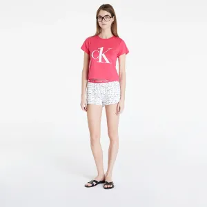 Calvin Klein Ck1 Sleep Short Set Pink Spdr Top/ Bag Marker Logo/ White #263826