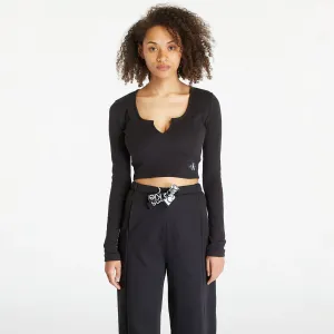 Calvin Klein Jeans Slim Ribbed Long Sleeve Top Black #2799552