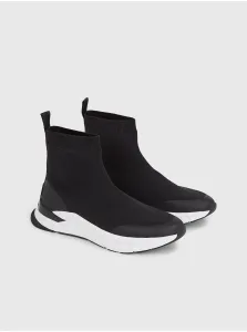 Black Mens Ankle Slip on Sneakers Calvin Klein Sock Boot Runne - Men #2478009