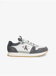 White and grey mens sneakers with suede details Calvin Klein Jeans - Men #1032787