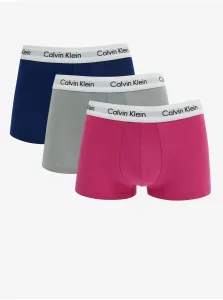 Calvin Klein Set of three men's boxer shorts in dark pink, gray and navy blue - Men