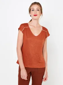 Brown linen blouse with buttons on back CAMAIEU - Ladies #93834