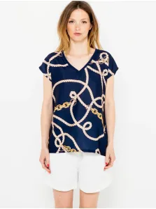Dark blue patterned T-shirt CAMAIEU - Women #755536