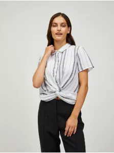 Grey-white striped short sleeve shirt CAMAIEU - Women #917273