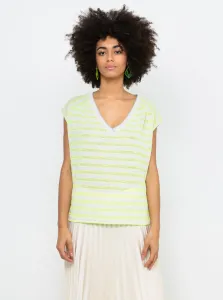 Neon yellow striped loose T-shirt CAMAIEU - Women #754432