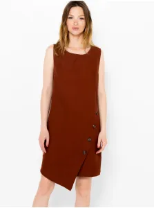 Brown Asymmetrical Dress with Decorative Buttons CAMAIEU - Women #780121
