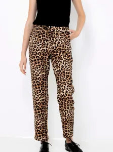 Beige Leopard Print Trousers CAMAIEU - Women