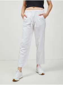 White linen shortened trousers with lamp CAMAIEU - Women #800099