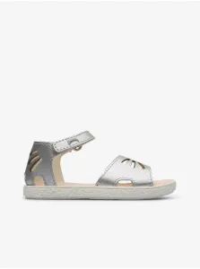 Girly Leather Sandals in Silver Camper - Girls #1074533