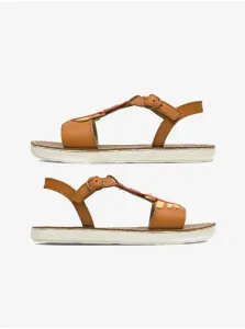 Red-Brown Girl Leather Sandals Camper - Girls