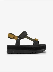 Black Women's Leather Sandals on The Camper Platform - Women #1077559