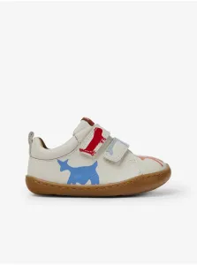 Cream Kids Patterned Leather Sneakers Camper - Guys #1074596