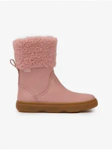 Pink Girls Leather Winter Boots with Artificial Fur Camper - Girls #1444159
