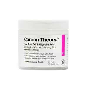 Carbon Theory Dischetti detergenti per viso Tea Tree Oil & Glycolic Acid Breakout Control (Cleansing Pads) 60 pz