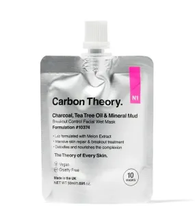 Carbon Theory Maschera al fango minerale Charcoal, Tea Tree Oil & Mineral Mud Breakout Control (Facial Wet Mask) 50 ml