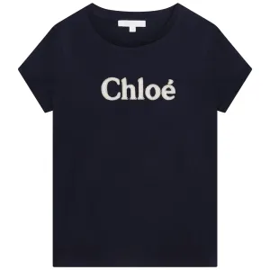 Chloe Girls Embroidered T-shirt Navy - 12Y NAVY