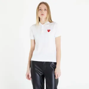 Comme des Garçons PLAY Heart Logo Polo Short Sleeve Tee White #3069646