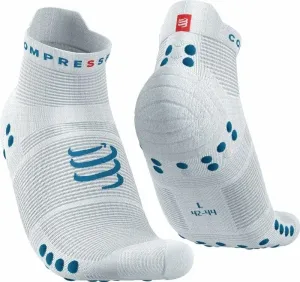 Compressport Pro Racing Socks v4.0 Run Low White/Fjord Blue T3 Calzini da corsa