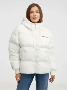 Women's Cream Quilted Oversize Jacket Converse Short Puffer Jacket - Women