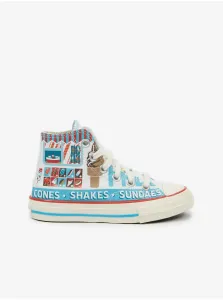 Blue-White Kids Ankle Patterned Sneakers Converse Sweet Scoops - Guys #927249