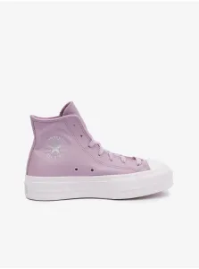 Light Purple Women's Leather Ankle Sneakers on the Converse Platform - Women #2830882