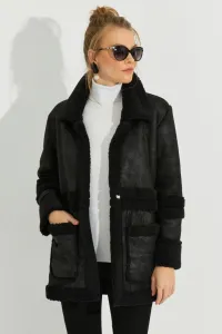Cool & Sexy Women's Black Nubuck Coat #3011571