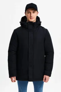 D1fference Men's Black Lined Winter Coat & Coat & Parka, Water and Windproof with Detachable Hood