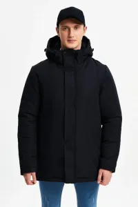 D1fference Men's Black Lined Winter Coat & Coat & Parka, Water and Windproof with Detachable Hood