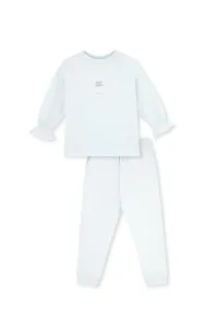 Dagi Light Blue Print Detailed Long Sleeve Crew Neck Pajama Set #3047970