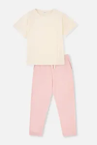 Dagi Ecru Short Sleeve Jogger Knitted Pajamas Set #2355383