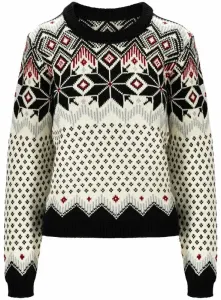Dale of Norway Vilja Womens Knit Sweater Black/Off White/Red Rose L Jumper