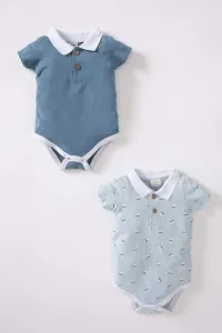 DEFACTO Baby Boy Polo Collar Pique 2-pack Short Sleeve Snap Fastener Body