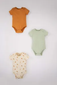 DEFACTO Baby Boy Safari Combed Cotton 3-Set Short Sleeve Snap Fastener Body #2186183