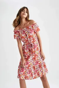 DEFACTO Short Sleeve Floral Print Midi Dress