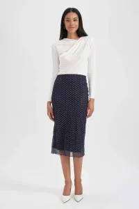 DEFACTO Straight Fit Polka Dot Tulle Lined Normal Waist Midi Knitted Skirt #2698431