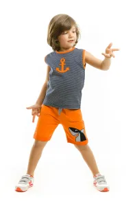 Denokids Orange Anchor Shorts Set