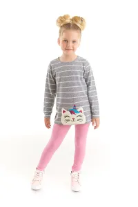 Denokids Cat Unicorn Girl Child Knitted Tunic Pink Leggings Set