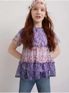 Light purple girly floral T-shirt Desigual Helm - Girls #2219636