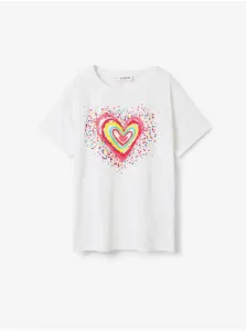 White Girls' T-shirt Desigual Heart - Girls #2250522