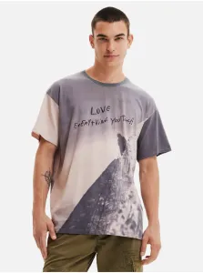 Beige-gray Men's patterned T-Shirt Desigual - Men