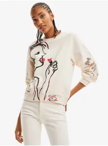 Beige Womens Patterned Sweatshirt Desigual Maca 7 - Women #2381916