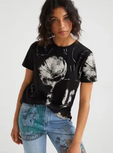 Black Desigual Mickey Patterned T-Shirt for Women - Women