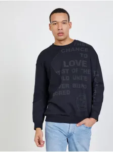 Black Mens Patterned Sweatshirt Desigual Wayne - Men